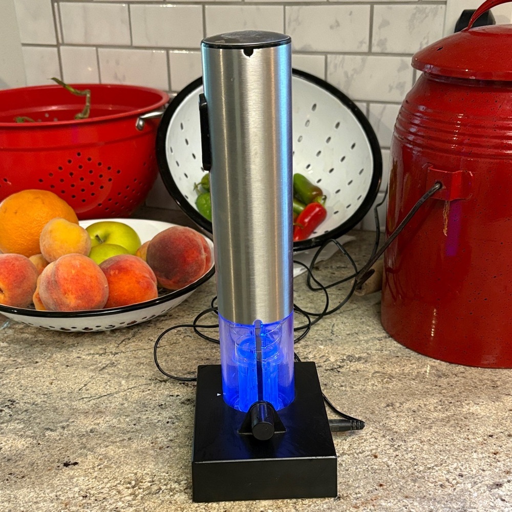 Stainless Steel Electric Wine Opener with Blue LED Light